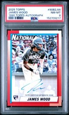 2025 TOPPS 1990 TOPPS BASEBALL AUTOS SERIES 2 #90B2JW JAMES WOOD ROOKIE RC PSA 8
