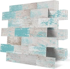 10-Sheet Teal Peel and Stick Wall Tiles Backsplash back splash stick