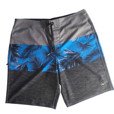 O'Neill Board Shorts Mens 38 Blue Palm Print Gray Hybrid Surf Swim Stretch