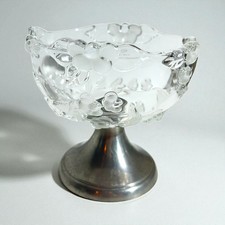 Élégante Couoe En Crystal Décor Floral Sur Pied Étain Vintage Ø14 cm