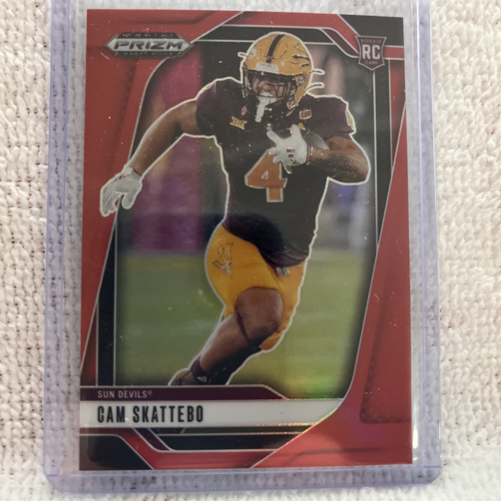 2025 Panini Prizm Draft Picks Red Prizm Rookie Cam Skattebo #9 Sun Devils /399