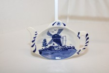 Vintage Holland Delft  Blue Hand Painted Miniature Teapot Tea Bag/Spoon Tray