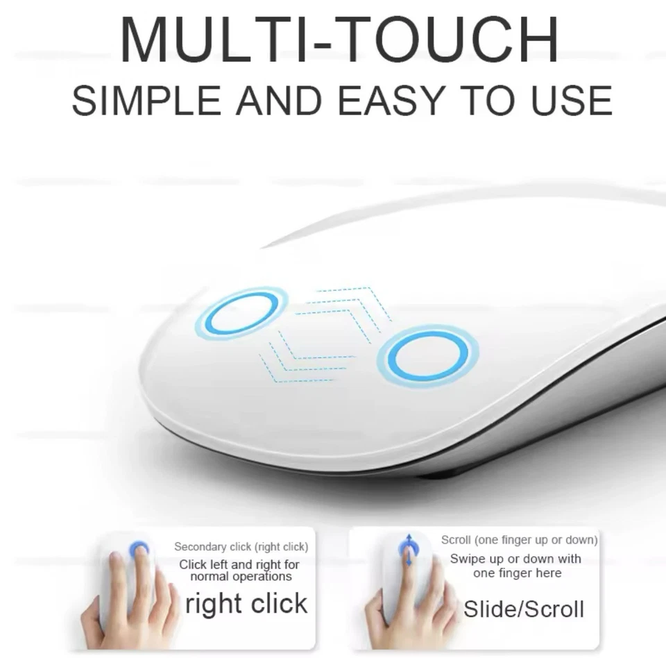Per Apple Magic Mouse - Superficie Multi‑Touch Bianco White - Immagine 2 di 4
