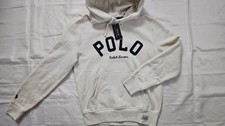 NEW POLO RALPH LAUREN MEN LOGO LONG SLEEVE HOODIE PARCHMENT CREAM SIZE S