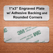 Custom Engraved 1" x 3" Brushed Silver Plate w/ Adhesive Back Plaque Sign Tag
