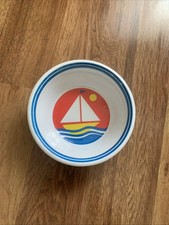 Vintage Child Baby Melamine Bowl 5.5  Sailboat Nautical Alfred Knobler  Co.