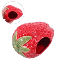 Strawberry Ceramic Hamster Hideout House Small Animals Gerbil Nest