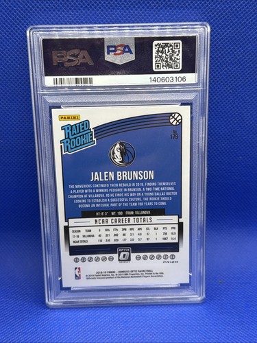 Donruss Optic Jalen Brunson 2018-19 Rated Rookie Blue Velocity PSA 9 come nuovo - Foto 2 di 2