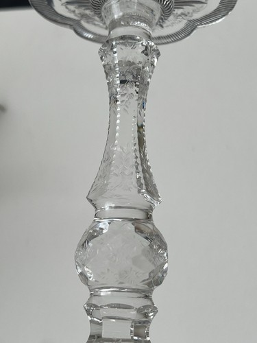Very Large Crystal Glass Goblet Hand Cut, Floral Decor, Moser? - Picture 13 of 24