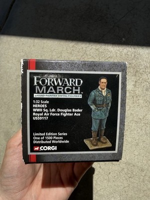 Corgi Forward March 1:32 Douglas Bader RAF Fighter Ace Metal Figure US59117