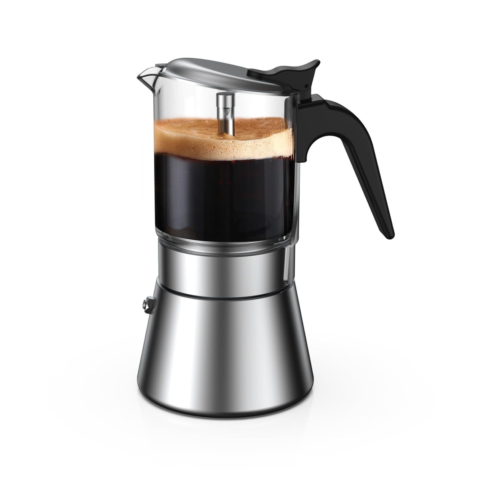 SIXAQUAE Moka Induction Stovetop Espresso Maker,Crystal Glass- & Stainless