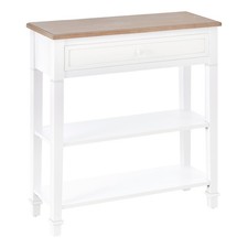 White Console Table Hallway Side Desk w/ Drawer 2 Shelves Worktop Refurbished