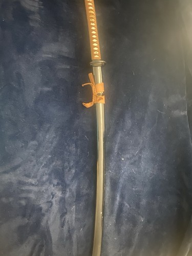 Katana Japanese Samurai Repro Steel Blade Full Tang Cord Handle Black/Brown