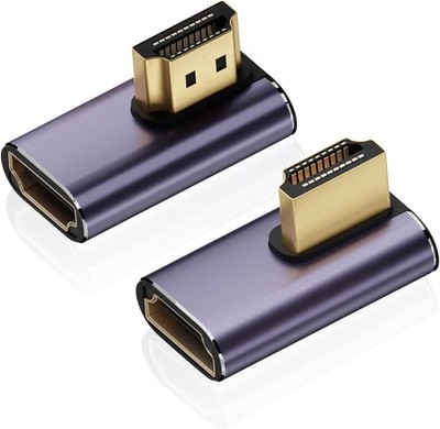 2 Pack 8K HDMI 2.1 Right Angle 90° & 270° L-Shape Male-Female Extender Connector