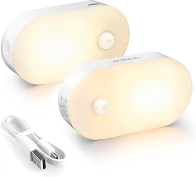 Lyridz Rechargeable Battery Night Light with Motion Sensor, Portable Mini Warm W