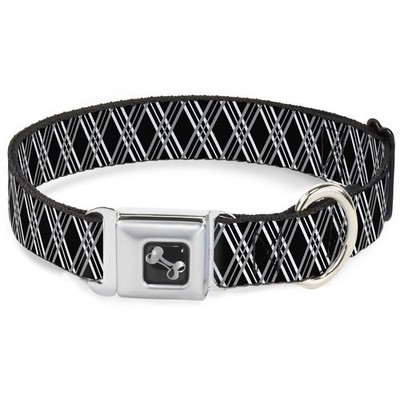 Dog Collar Bone Zig Zag Black/Gray/White Large 15-24'' (US IMPORT)