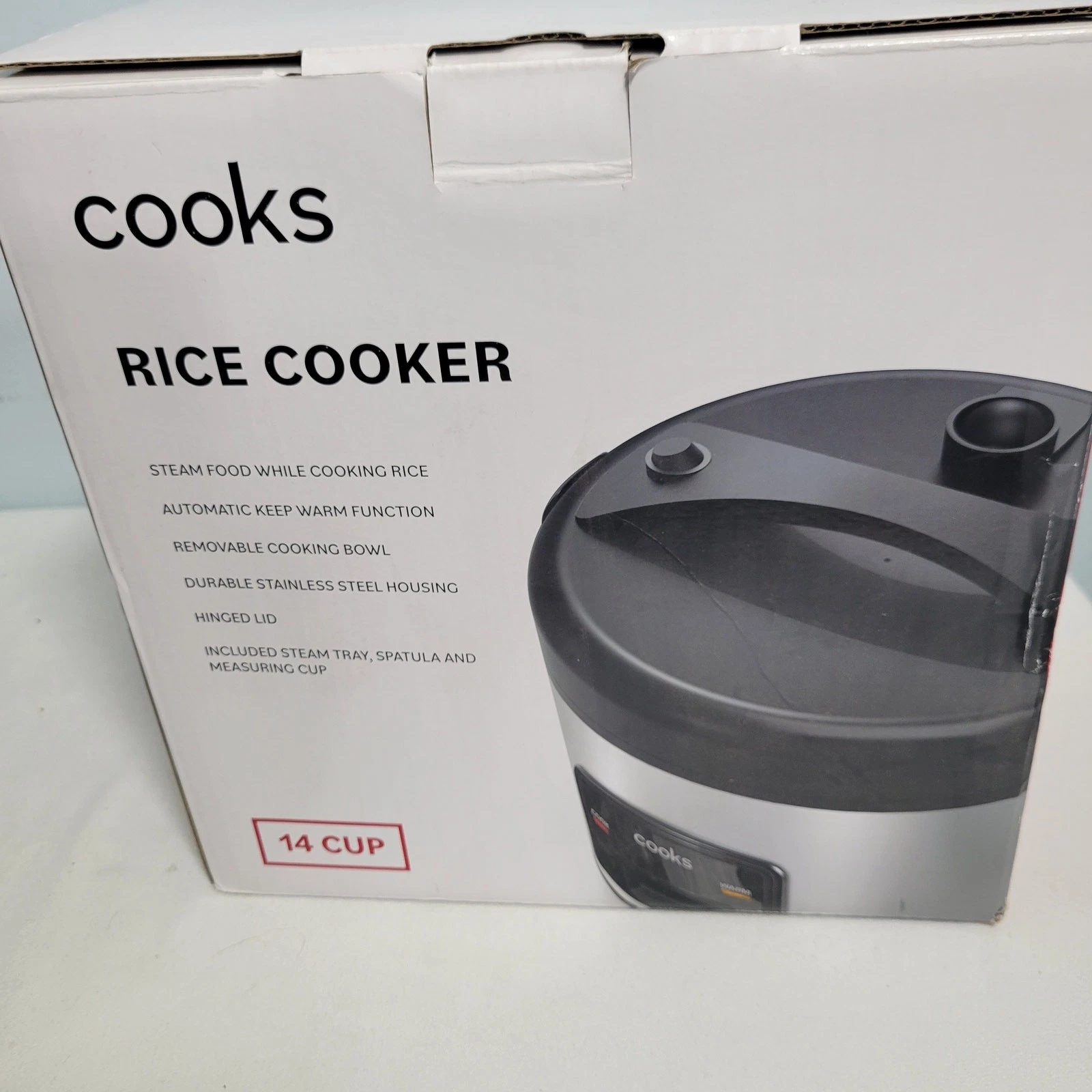 Cooks 14 Cup Stainless Non Stick Rice Cooker New Open Box 121725-Clo1
