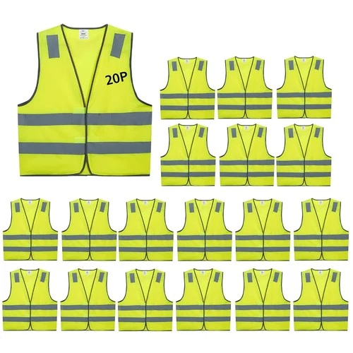 Safety Vests 20 Pack Bulk - Yellow Reflective High Visibility Construction ANSI - product listing photo