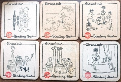 6 verschiedene alte Bierdeckel Binding-Bier Frankfurt um 1956 (5)