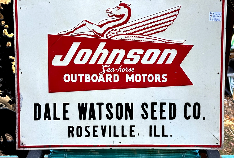 Vintage metal Johnson sea horse Boat Motor outboard Sign 24x18 ...