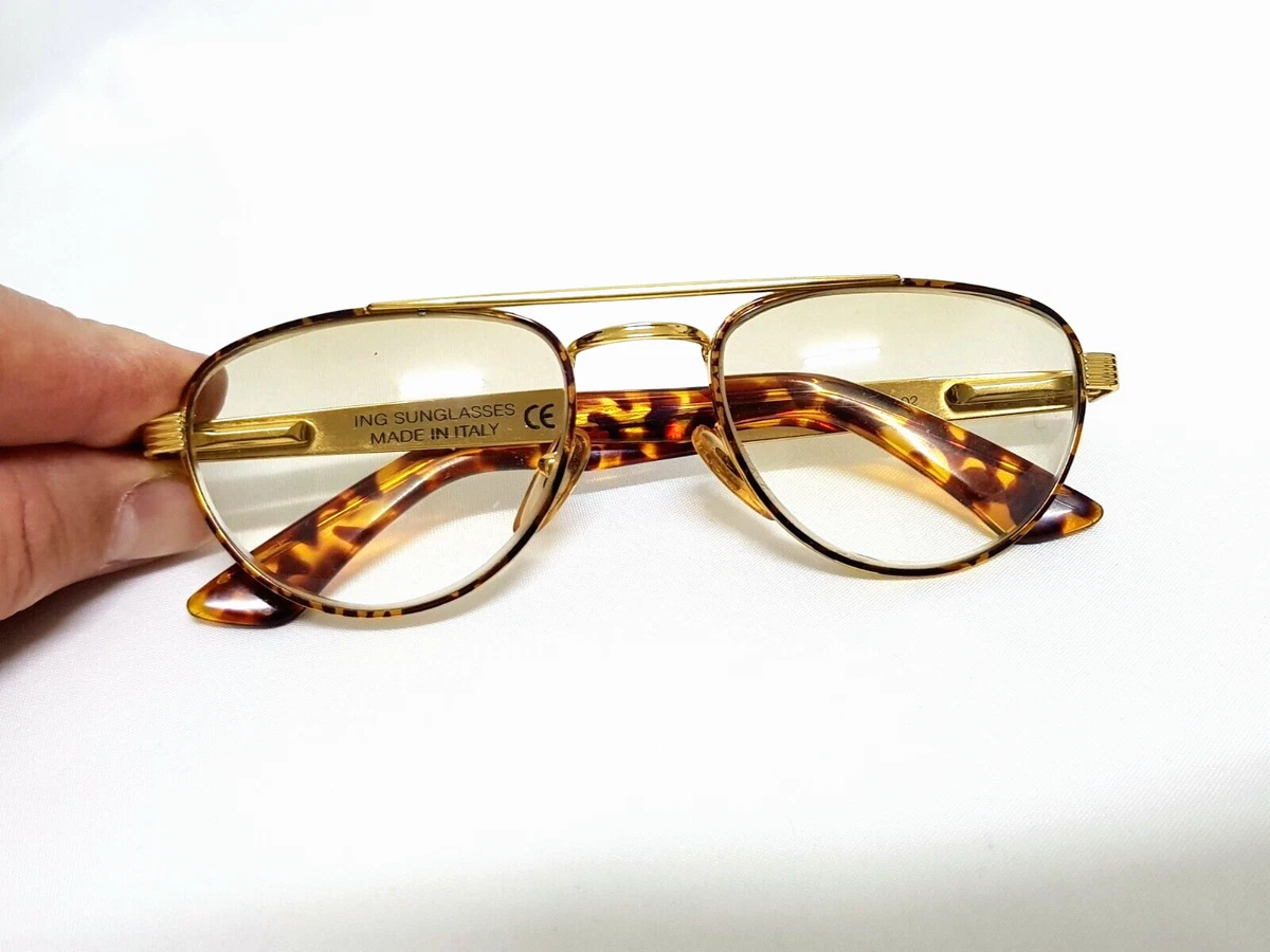 Vtg 90s metal gold frames ING SUNGLASSES MOD.141 Glasses Eyeglasses eyewear