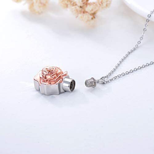 Rose Flower Urn Necklaces for Ashes Sterling Silver Origami Memorial Cremation - Picture 5 of 7