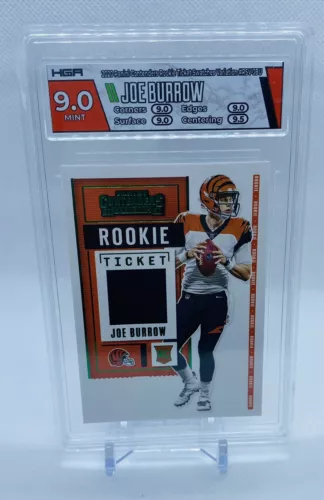 2020 Joe Burrow Panini Contenders Rookie Jersey Patch HGA 9.0 GREEN FOIL RC CARD