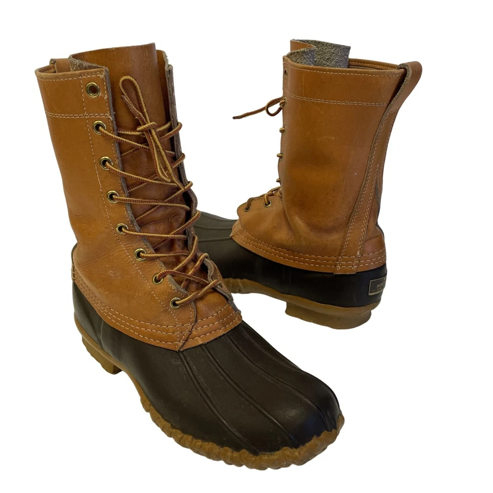 Botas de Pato LL BEAN De Colección Para Hombre Cuero Marrón Maine Zapatos de Caza EE. UU. 8 M Foto 2 de 4