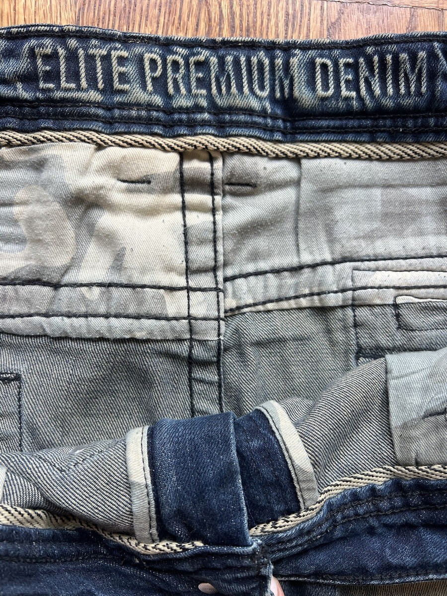 Elite Premium Denim Men's Blue Stone Ribbed Jeans Size 40X32