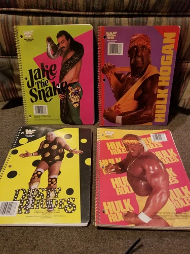 1990 4 WWF Hulk Hogan Jake The Snake Dusty Rhodes Spiral Notebooks Titan Sports 