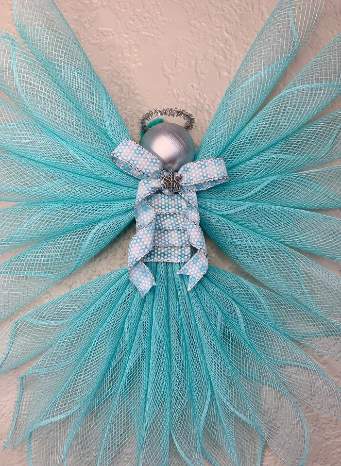 Deco Mesh Large Angel, Tree Topper, Christmas, Angel Decor, Wall Hanging - Image 2 of 4