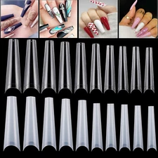 500pcs Acrylic French Nail Tips Fake Nails Half Cover for DIY Nail Art 10 Sizes