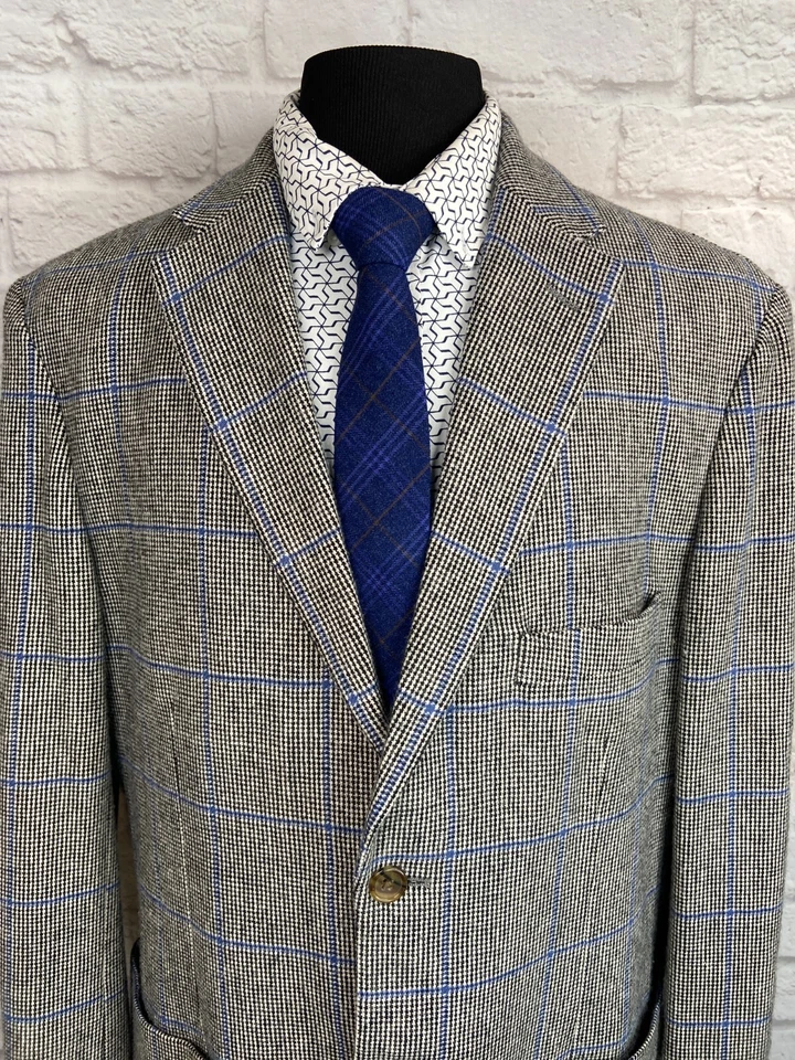 Abrigo Blazer Deportivo de Lana Tweed Gris y Azul Crittendens SAKS FIVE AVE 44L para Hombres Foto 2 de 4
