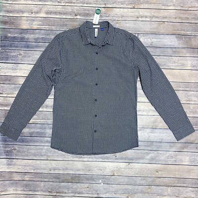 Artefact Stitch Fix Navy Blue White Checkered Button Up Poplin Slim Fit Shirt