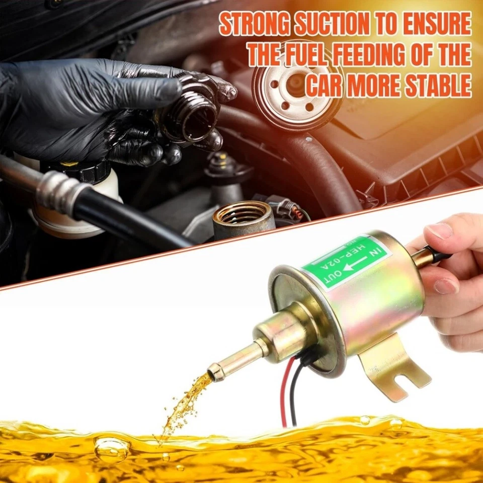 2PCS 12V Electric Fuel Pump HEP-02A Universal Inline Low Pressure Gas Diesel US - Image 4 of 4