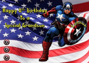 Marvels Captain America Large Card Son Grandson Personalised Birthday Card Ebay