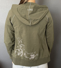 NWT BCBG MaxAzria S Thyme Green Army Jacket Zip Front Pockets Silver accent 140