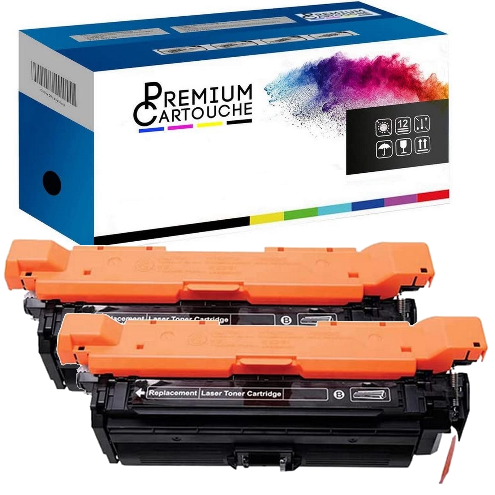 2 toners W9060MC noir compatibles pour imprimante HP Color LaserJet