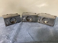 (3) ORIGINAL METAL COIN BOXES WITH LIDS FOR RHODES  MARK TIME PARKING METER