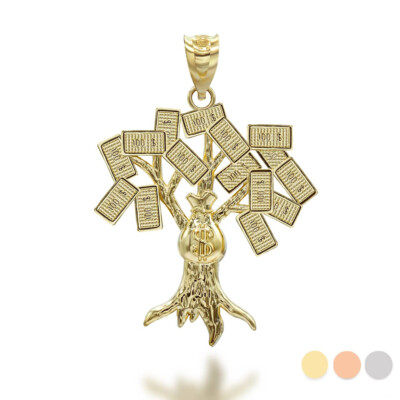 Gold Money On Tree Pendant Necklace(Available in Yellow/Rose/White Gold)