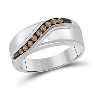 Sterlingsilber Herren runder brauner Diamant Ehering Ring 1/4 cttw