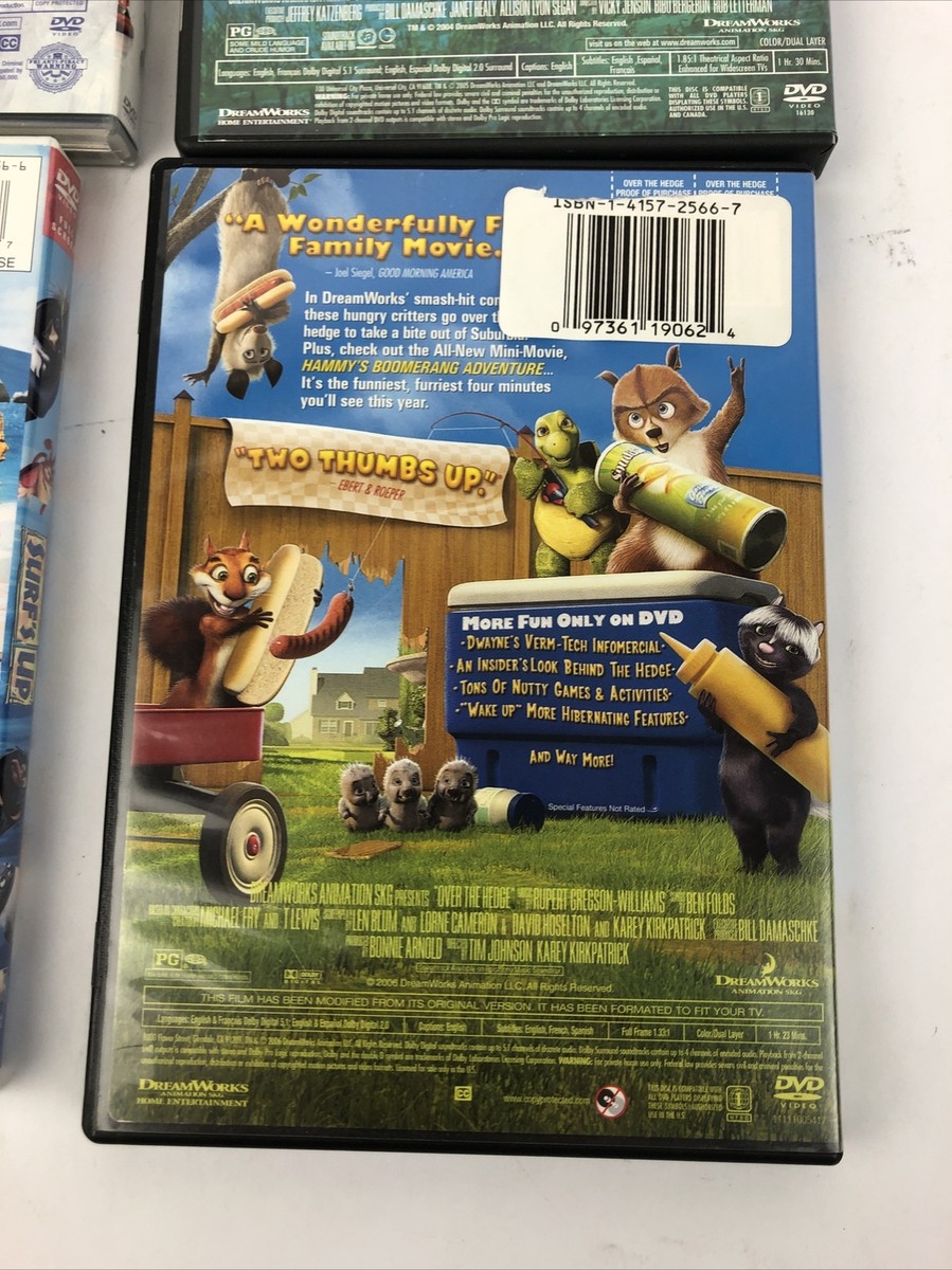 4 x DreamWorks DVD LOT - Shark Tale, Surf's Up, Robots, Over