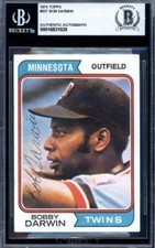 Bob Darwin Beckett BAS Signed 1974 Topps Autograph