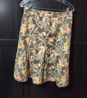 Kate Hill Skirt Below Knee Women's Petite 8P Silk Blend Floral