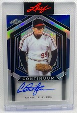 CHARLIE SHEEN SIGNED 2023 LEAF METAL CONTINUUM 85/278 AUTO BASEBALL CARD #MC-108
