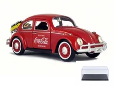DIECAST CAR & CASE 1966 VOLKSWAGEN BEETLE W/RACK COCA COLA MOTORCITY 424067 1/24