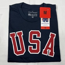 General Standard Americana Tee, MADE IN USA 100% Cotton, Blue, Men's Medium, NEW