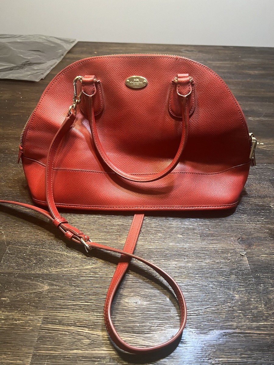 Coach Pink Ruby Crossgrain Leather Satchel Handbag Crossbody