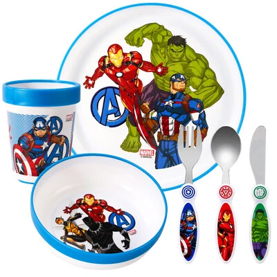 MARVEL Avengers Set di posate per bambini 6 pezzi - piatto/ciotola/tazza/coltello/forchetta/cucchiaio