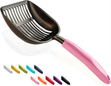Cat Litter Scoop Non-Stick Metal Deep Shovel Long Handle Black Pink Large